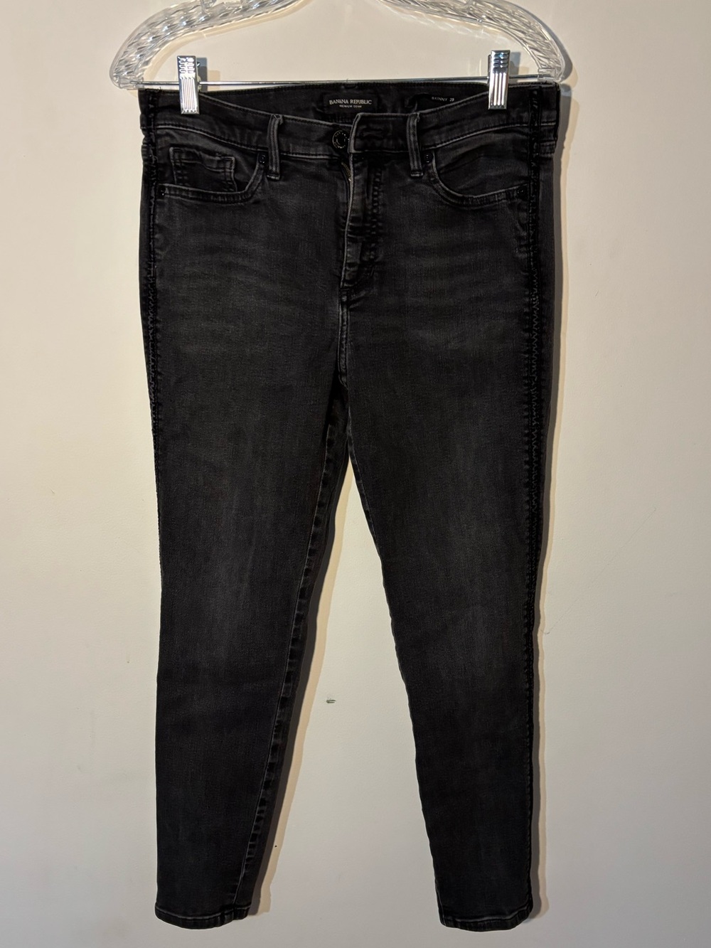 Banana Republic Premium Denim Skinny Jeans Black Size 29 Whipstitch